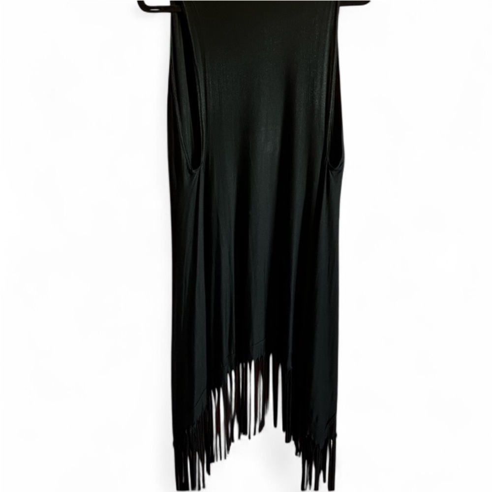 Black Sleeveless Fringe Top